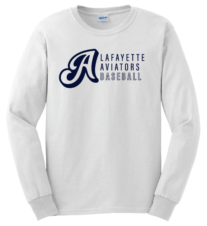 Picture of White Long Sleeved T-shirt "A" Stacked Text